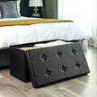 Folding Pouffe Ottoman – Fabric – Black – 80 Litre Storage Capacity, Soft Seating for Up to 3 People