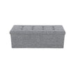 Folding Storage Ottoman – Linen Fabric – Light Grey – Large Size with Storage Compartment