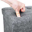 Folding Storage Ottoman – Linen Fabric – Light Grey – Large Size with Storage Compartment