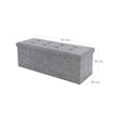 Folding Storage Ottoman – Linen Fabric – Light Grey – Large Size with Storage Compartment