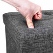 Folding Storage Ottoman – Linen Fabric – Light Grey – Large Size with Storage Compartment