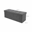 Folding Storage Ottoman – Linen Fabric – Light Grey – Large Size with Storage Compartment