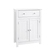 Free Standing Bathroom Cabinet – Wooden – White – Large Drawer and Adjustable Shelf, Country Style