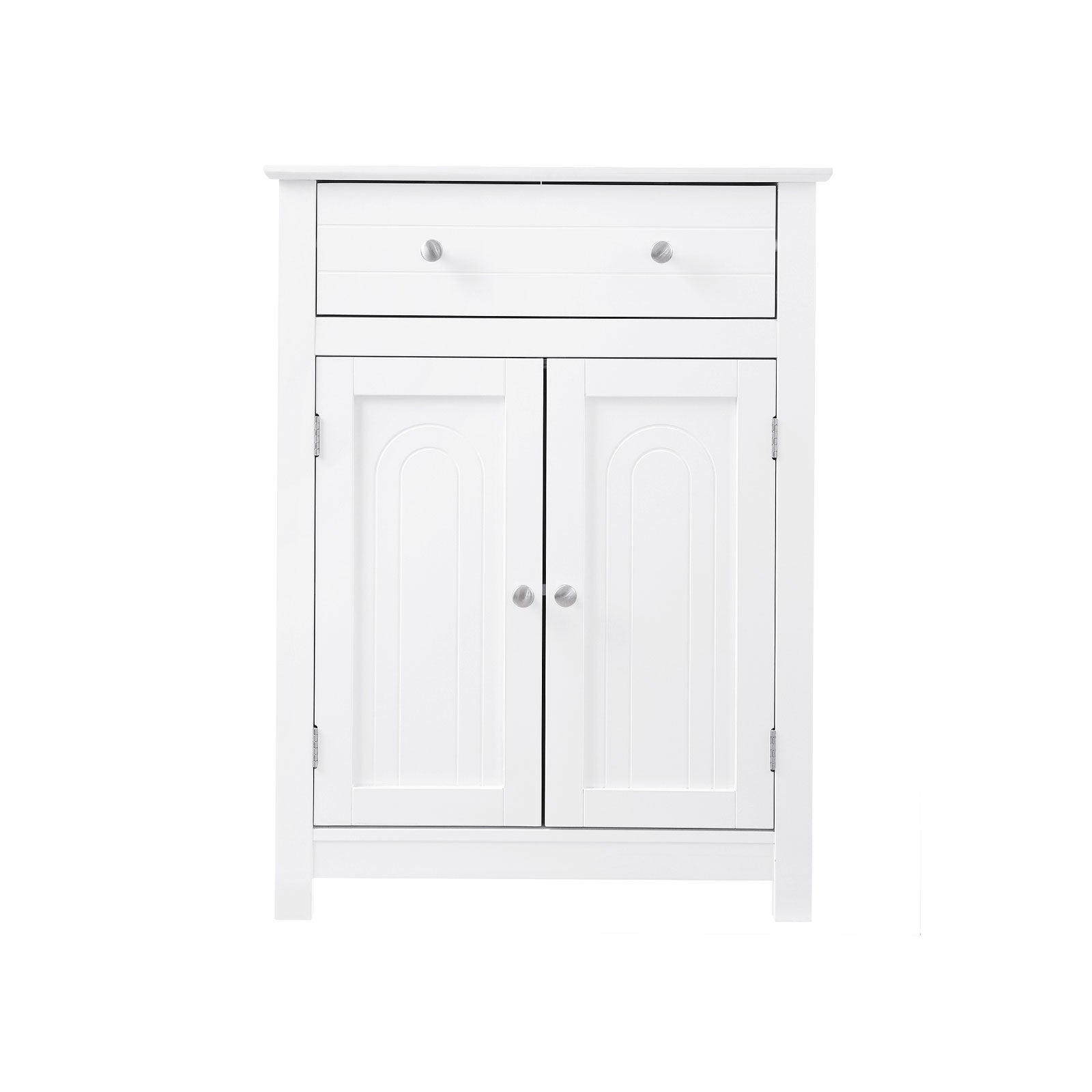 Free Standing Bathroom Cabinet – Wooden – White – Large Drawer and Adjustable Shelf, Country Style