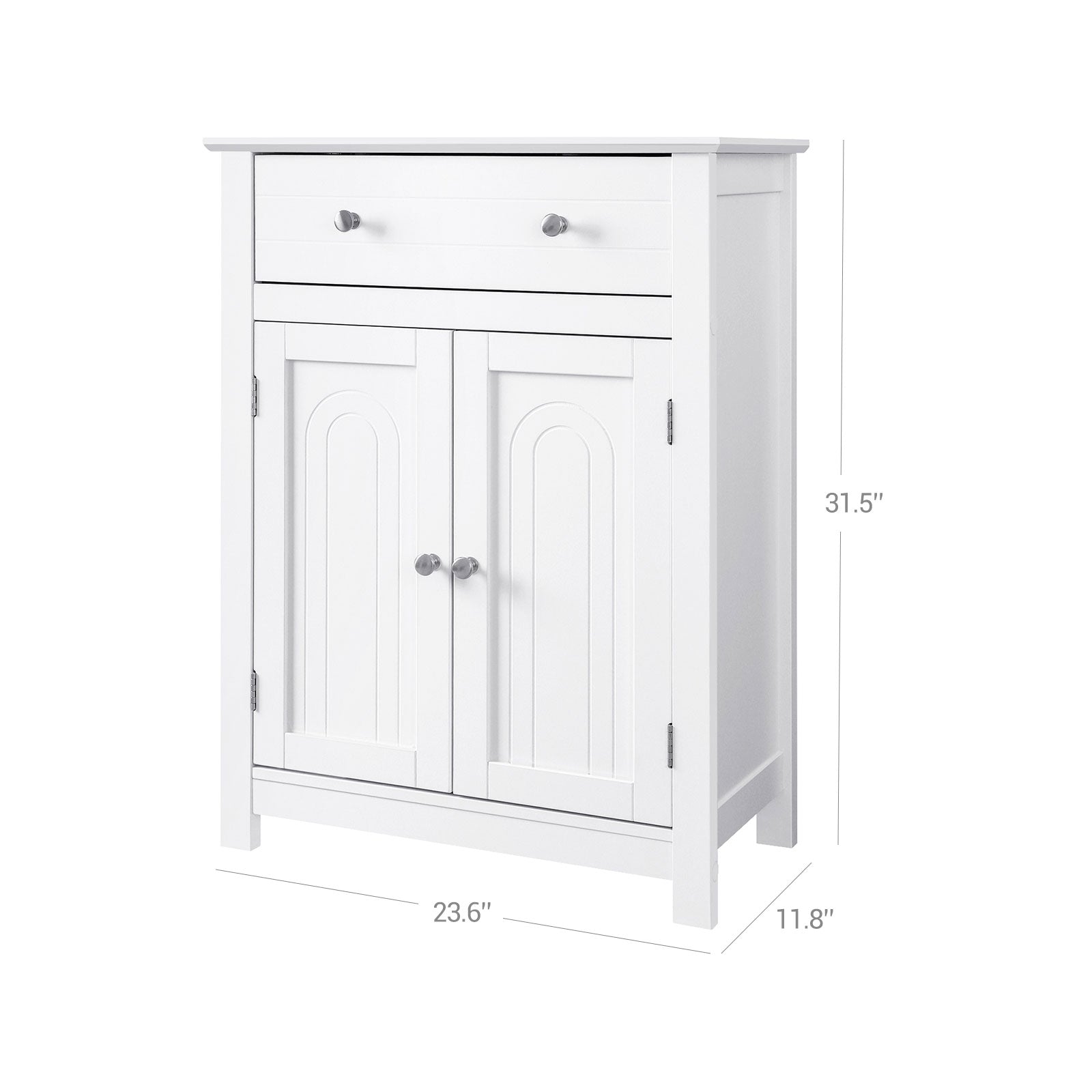 Free Standing Bathroom Cabinet – Wooden – White – Large Drawer and Adjustable Shelf, Country Style