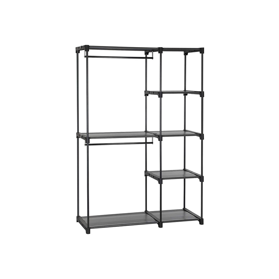 Freestanding Closet Organiser – Metal – Black – Foldable with Clothes Rails