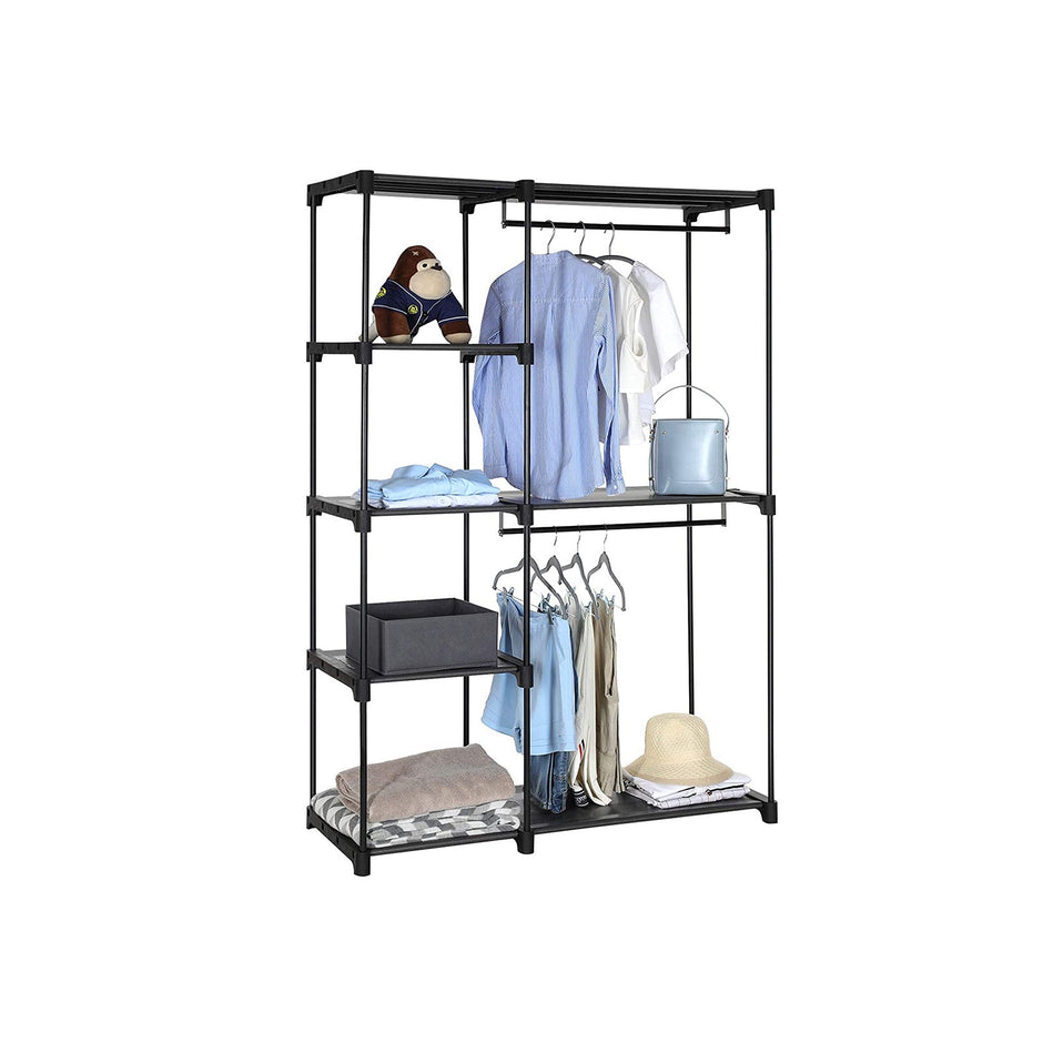 Freestanding Closet Organiser – Metal – Black – Foldable with Clothes Rails