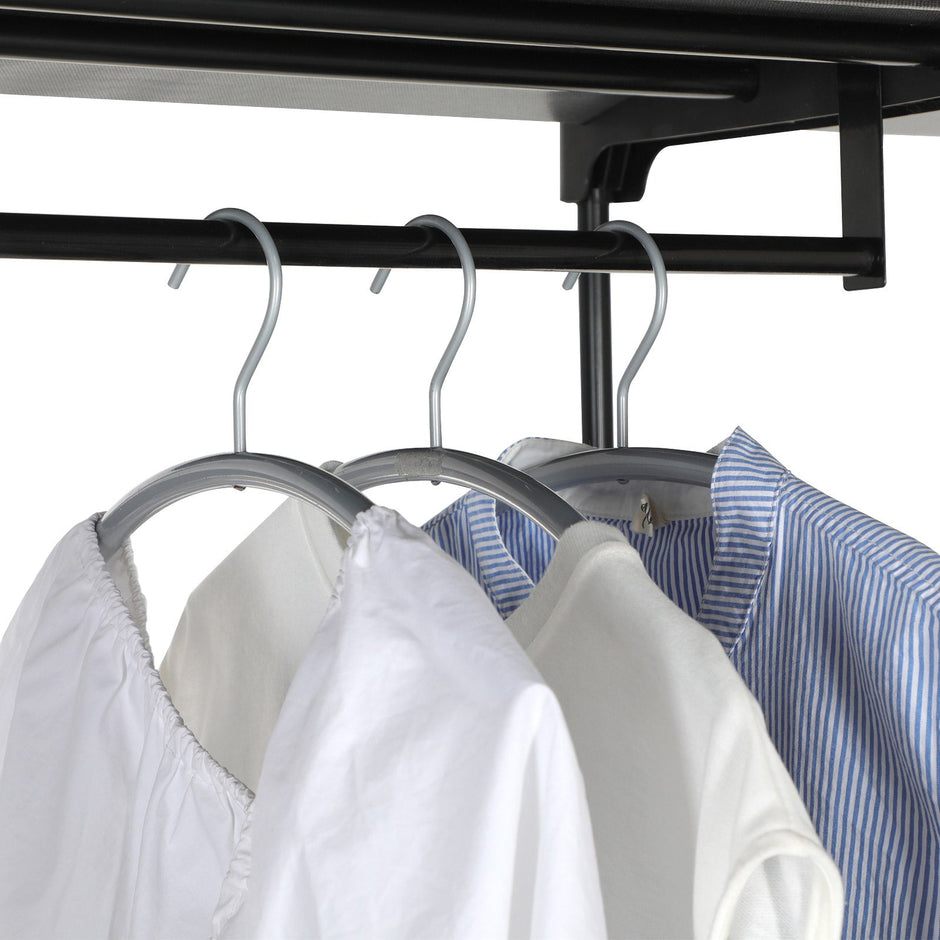 Freestanding Closet Organiser – Metal – Black – Foldable with Clothes Rails