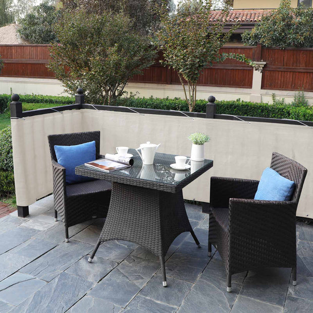 Balcony Terrace Privacy Protector – Water-Repellent Polyester – Smoky Grey – Includes Rope and Aluminium Eyelets