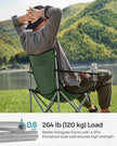 Set of 2 Foldable Camping Chairs – Fabric – Green – Armrests and Cup Holder