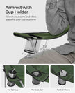 Set of 2 Foldable Camping Chairs – Fabric – Green – Armrests and Cup Holder