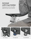 Set of 2 Folding Camping Chairs – Steel – Slate Grey – with Armrests and Cup Holder, Max Capacity 120 kg