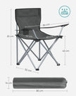 Set of 2 Folding Camping Chairs – Steel – Slate Grey – with Armrests and Cup Holder, Max Capacity 120 kg