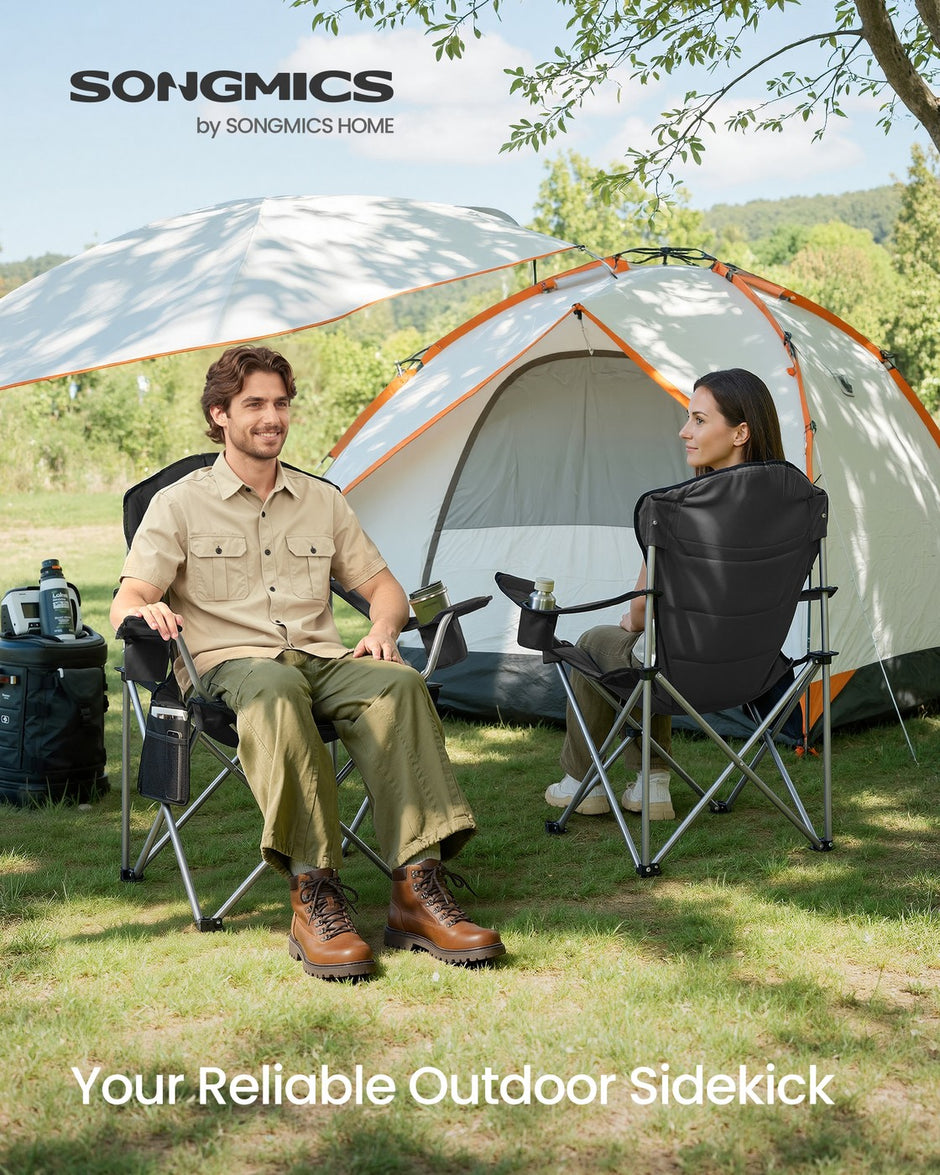 Folding Outdoor Chair - 24L - Steel, Oxford Fabric - Wide Seat - High Back