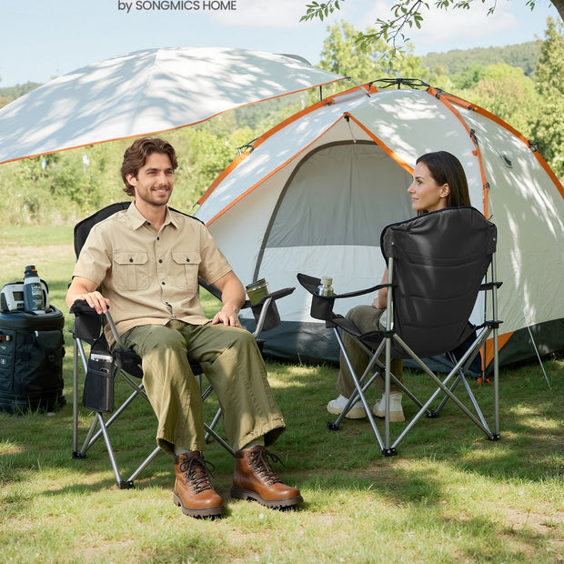 Folding Outdoor Chair - 24L - Steel, Oxford Fabric - Wide Seat - High Back