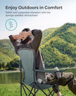 Folding Camping Chair – Fabric – Black and Green – Max Load Capacity 250 kg with Cup Holder