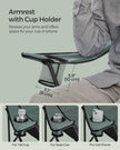 Folding Camping Chair – Fabric – Black and Green – Max Load Capacity 250 kg with Cup Holder