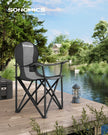 Foldable Camping Chair – Fabric – Black and Grey – Max. Load Capacity 250 kg with Cup Holder