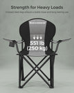 Foldable Camping Chair – Fabric – Black and Grey – Max. Load Capacity 250 kg with Cup Holder