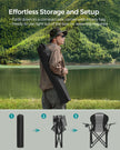 Foldable Camping Chair – Fabric – Black and Grey – Max. Load Capacity 250 kg with Cup Holder