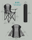 Foldable Camping Chair – Fabric – Black and Grey – Max. Load Capacity 250 kg with Cup Holder