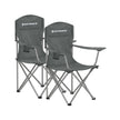 Set of 2 Heavy Duty Folding Camping Chairs – Fabric – Slate Grey – Comfortable with Cup Holder, Max. Capacity 150 kg