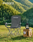 Set of 2 Heavy Duty Folding Camping Chairs – Fabric – Slate Grey – Comfortable with Cup Holder, Max. Capacity 150 kg
