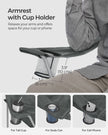 Set of 2 Heavy Duty Folding Camping Chairs – Fabric – Slate Grey – Comfortable with Cup Holder, Max. Capacity 150 kg