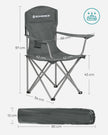 Set of 2 Heavy Duty Folding Camping Chairs – Fabric – Slate Grey – Comfortable with Cup Holder, Max. Capacity 150 kg
