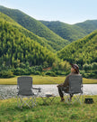 Set of 2 Heavy Duty Folding Camping Chairs – Fabric – Slate Grey – Comfortable with Cup Holder, Max. Capacity 150 kg