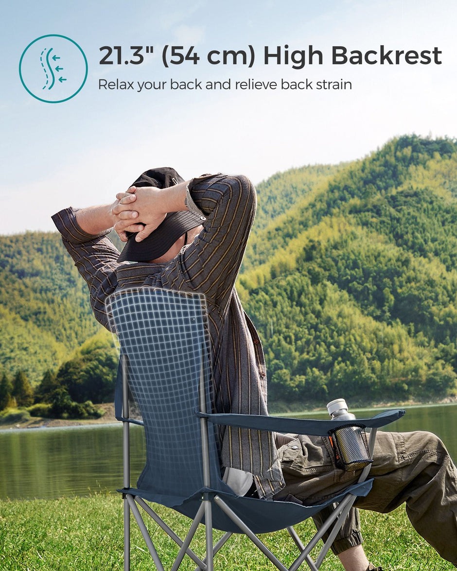Set of 2 Folding Camping Chairs – Heavy Duty – Twilight Blue – Comfortable with Cup Holder