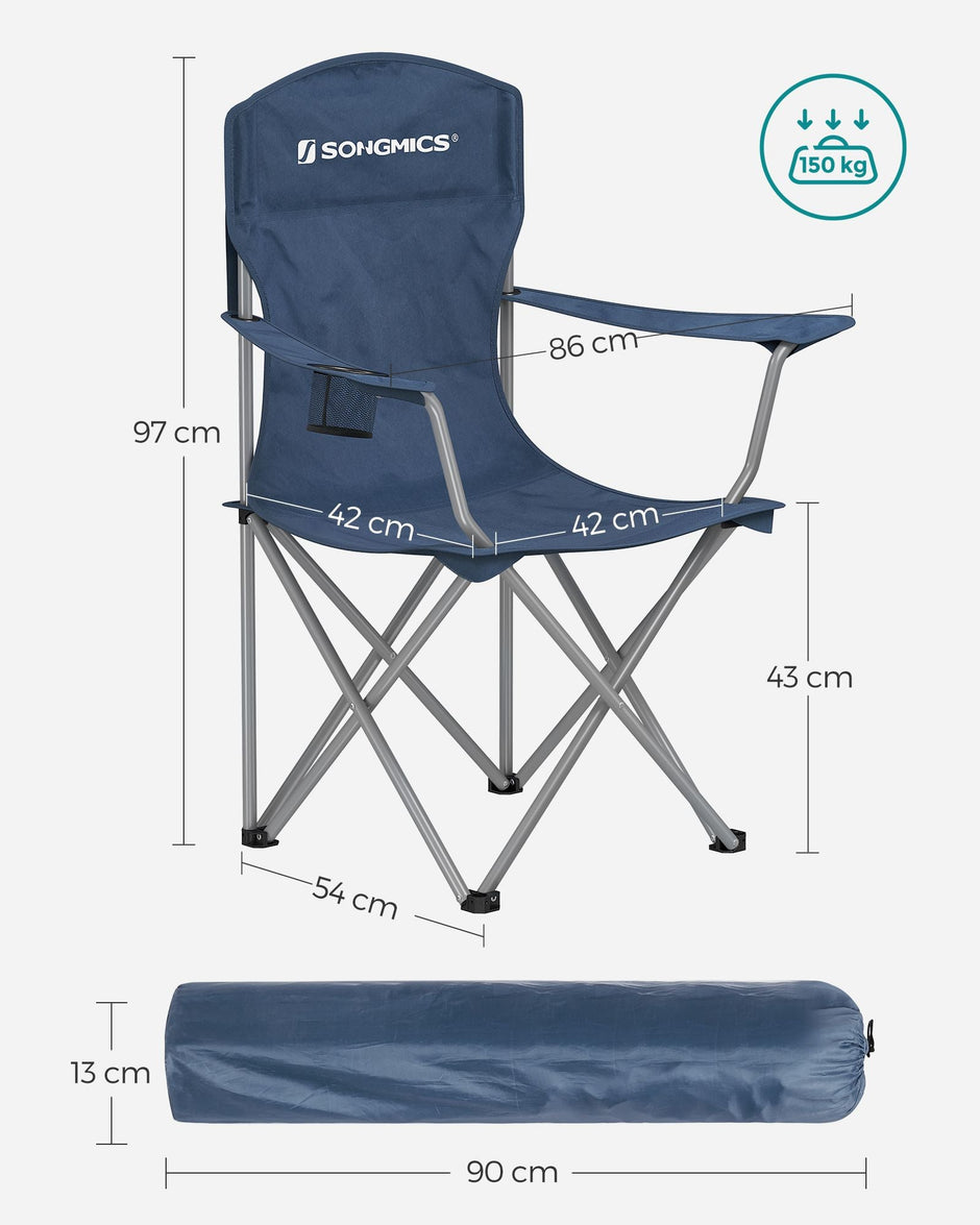 Set of 2 Folding Camping Chairs – Heavy Duty – Twilight Blue – Comfortable with Cup Holder