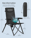 Reclining Camping Chair - 30L - Foam, Plastic, Steel - Padded Seat - Adjustable High Back