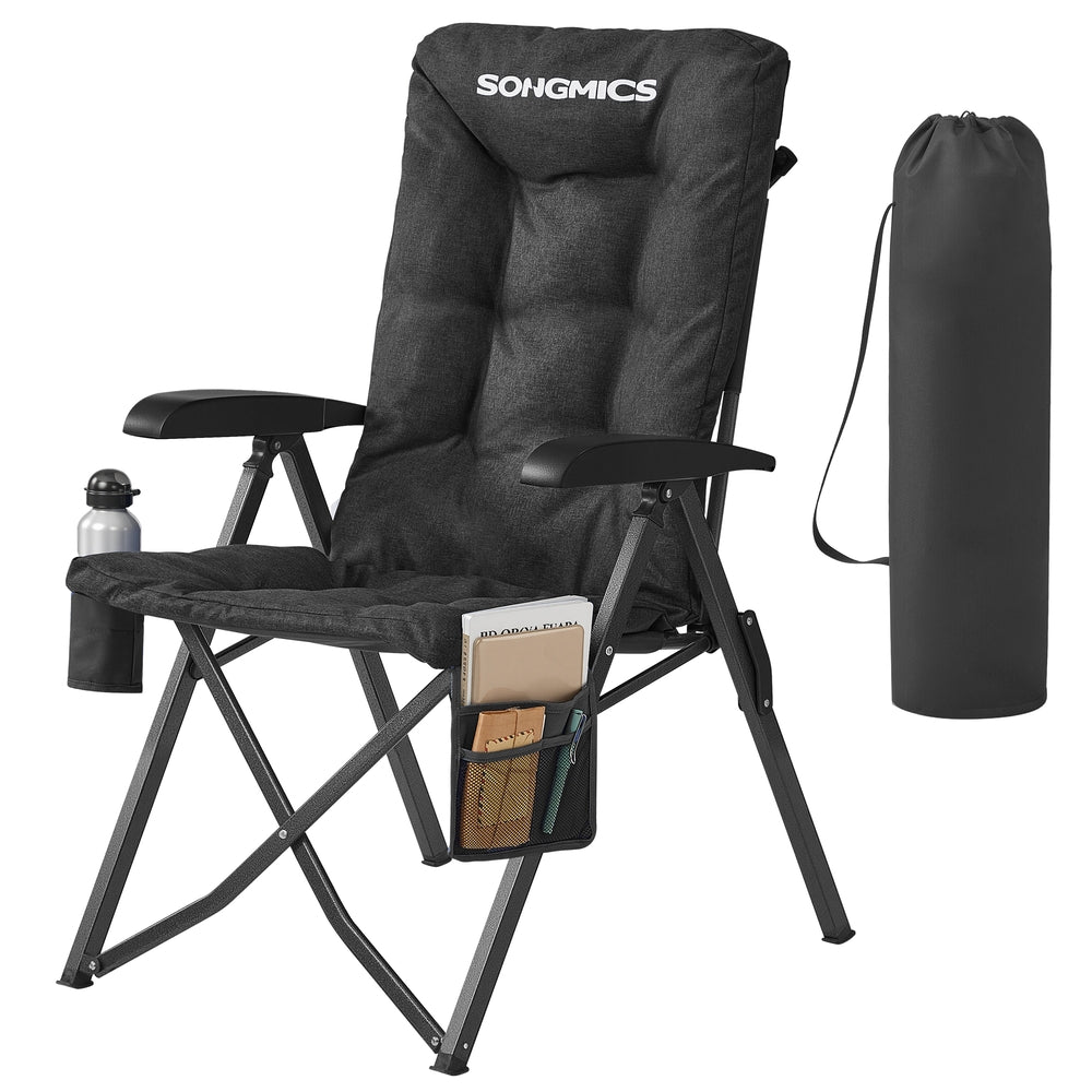 Reclining Camping Chair - 27.6L - Foam, Steel - Padded Seat - Adjustable High Back