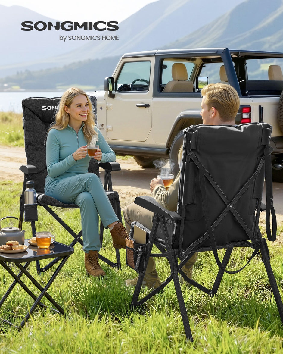 Reclining Camping Chair - 27.6L - Foam, Steel - Padded Seat - Adjustable High Back