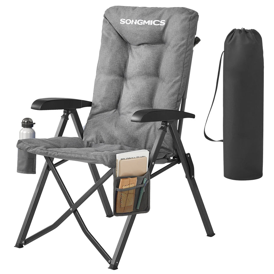 Reclining Camping Chair - 27.6L - Foam, Steel - Padded Seat - Adjustable High Back