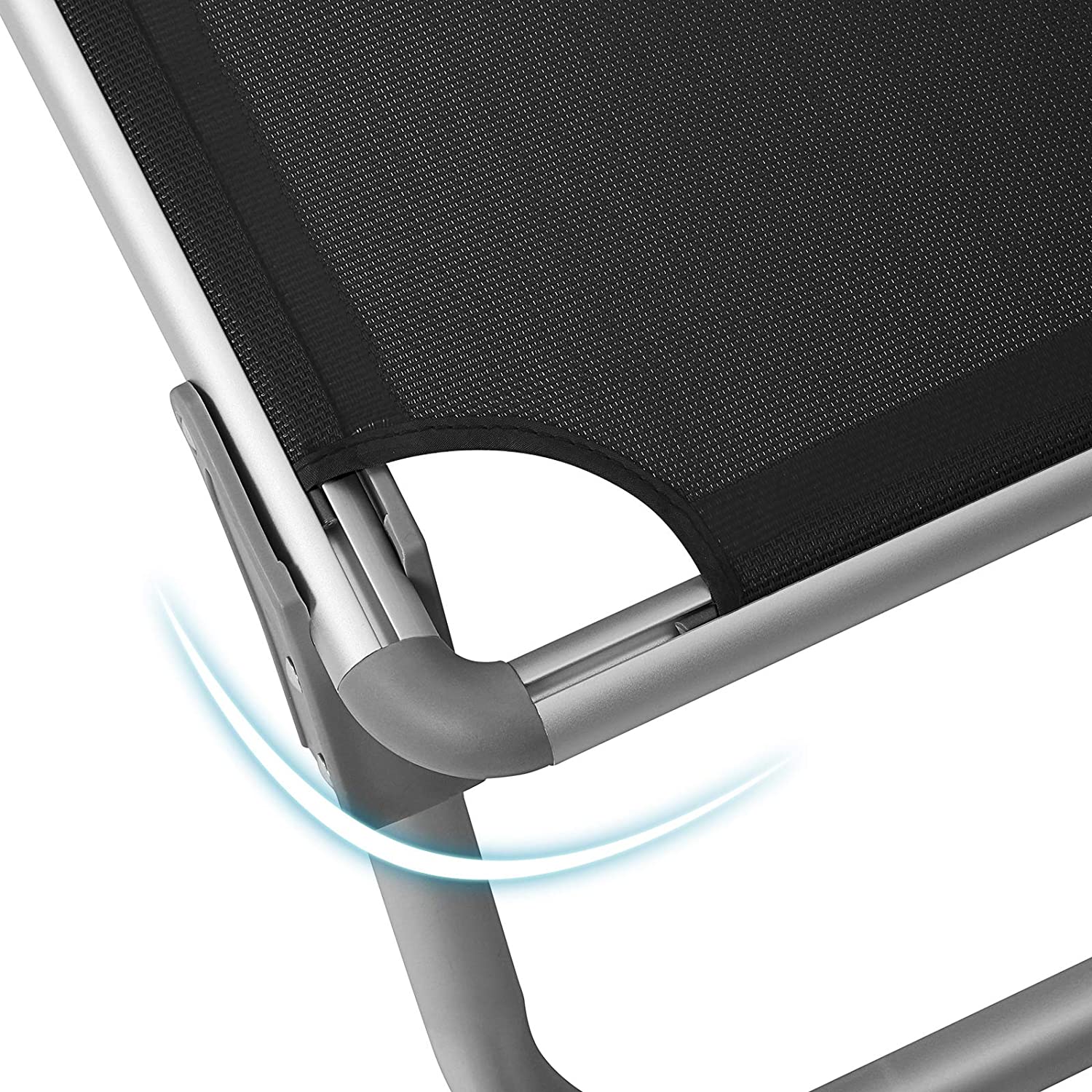 Foldable Sun Lounger Chair – Fabric – Black – Includes Sunshade