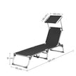 Foldable Sun Lounger Chair – Fabric – Black – Includes Sunshade