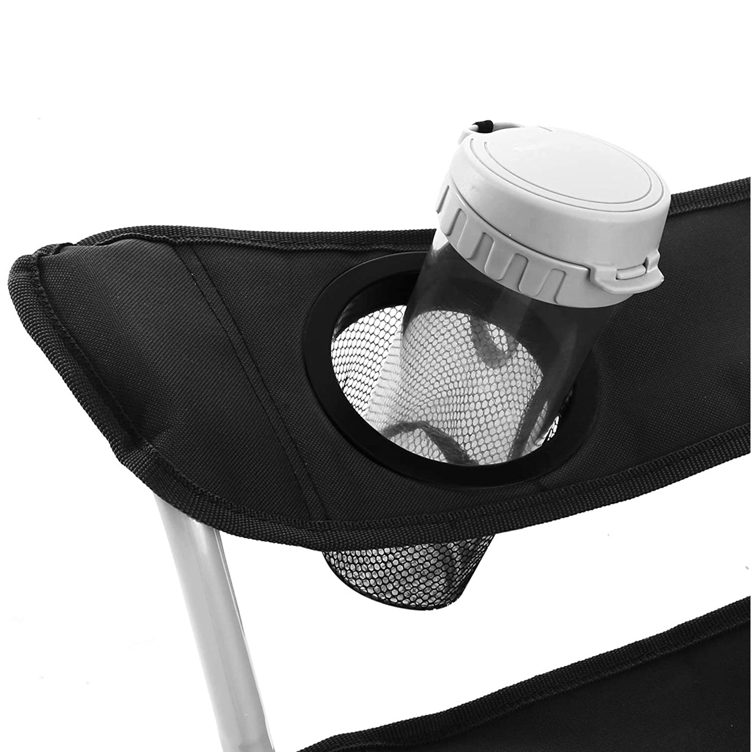Set of 2 Folding Camping Chairs – Fabric – Dark Blue – Portable with Armrests and Cup Holder