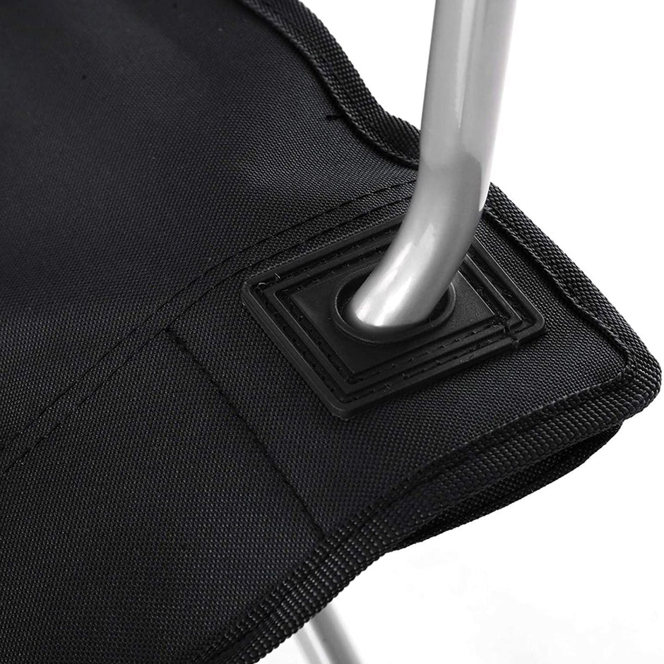 Set of 2 Folding Camping Chairs – Fabric – Dark Blue – Portable with Armrests and Cup Holder