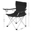 Set of 2 Folding Camping Chairs – Fabric – Dark Blue – Portable with Armrests and Cup Holder