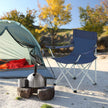 Set of 2 Folding Camping Chairs – Fabric – Dark Blue – Portable with Armrests and Cup Holder