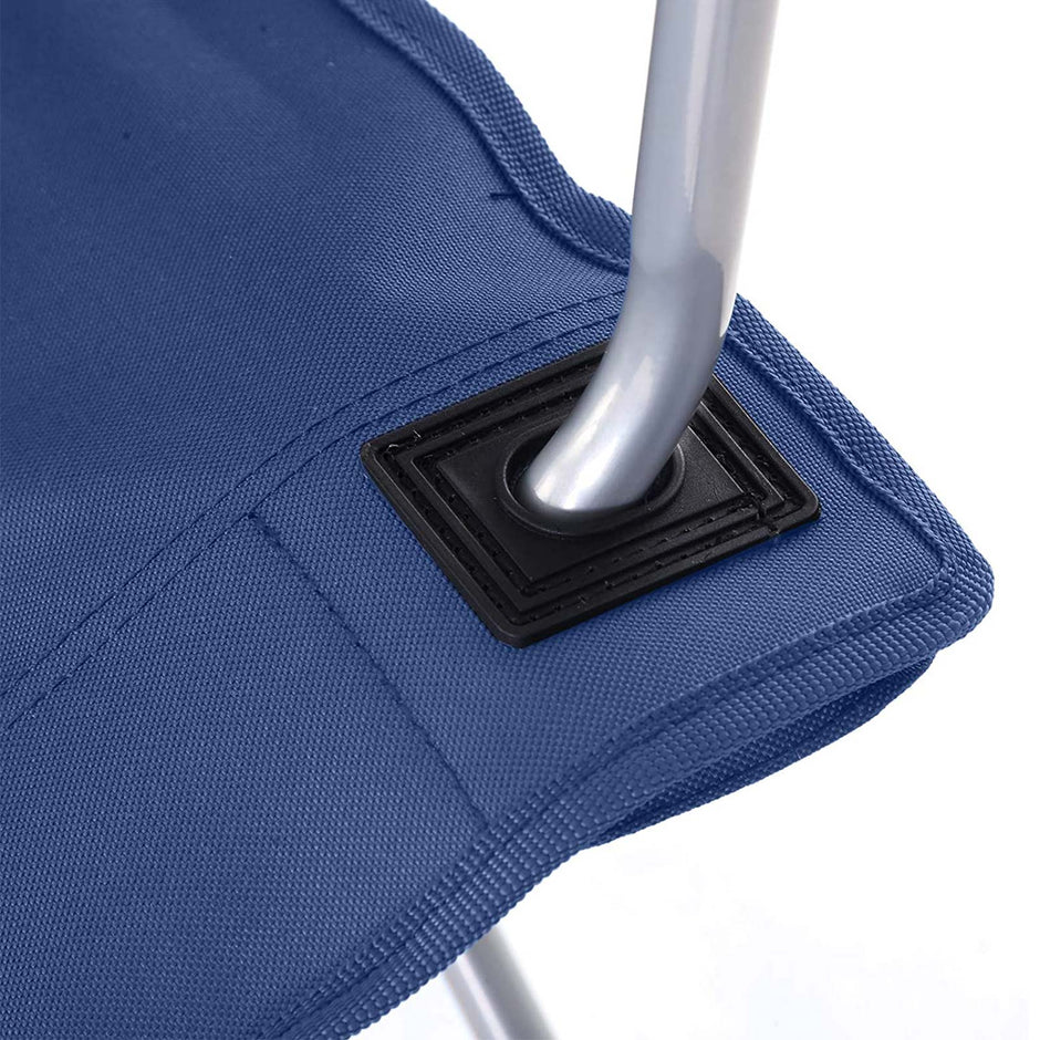 Set of 2 Folding Camping Chairs – Fabric – Dark Blue – Portable with Armrests and Cup Holder