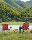 Set of 2 Folding Camping Chairs – Fabric – Dark Blue – Portable with Armrests and Cup Holder