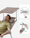 Large Reclining Sun Chair – Fabric – Grey – Adjustable Backrest with Sunshade Headrest