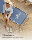 Folding Sun Lounger – Fabric – Misty Blue – Adjustable Backrest with Sunshade