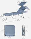 Folding Sun Lounger – Fabric – Misty Blue – Adjustable Backrest with Sunshade