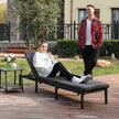 Sun Lounger – Rattan-Like – Smoky Grey and Black – Reclining Backrest with Thick Mattress