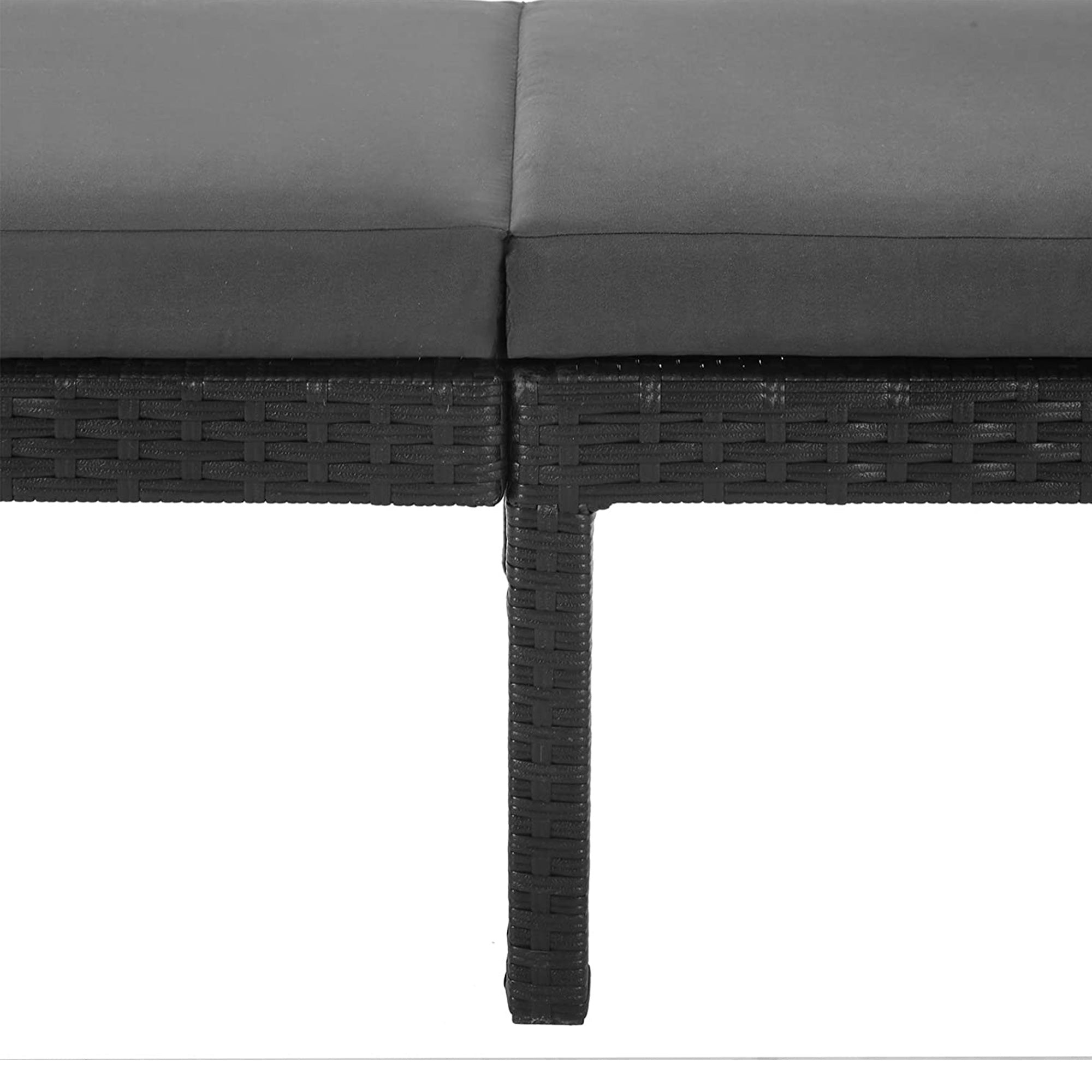 Sun Lounger – Rattan-Like – Smoky Grey and Black – Reclining Backrest with Thick Mattress