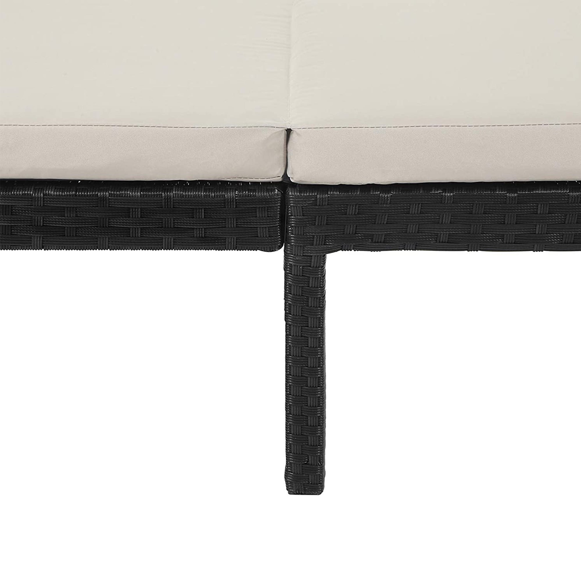 Sunbed – Rattan-Like Surface – Smoky Grey and Black – Reclining Backrest with 5 cm Thick Mattress